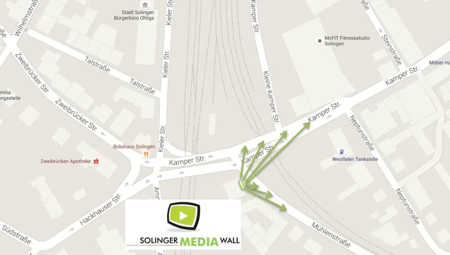 Standort der Solinger MEDIA-Wall an der Kamper Straße